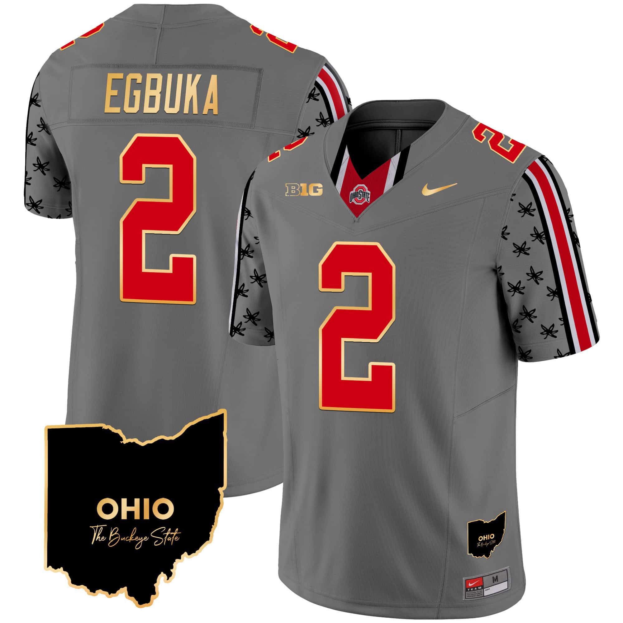 Men Ohio State Buckeyes #2 Egbuka Grey 2024 Nike Home Patch Gold Trim Vapor Limited NCAA Jersey